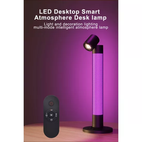 DESTINY GLB-106-0019 Επιτραπέζιο Φωτιστικό Πορτατίφ με RF Ασύρματο Χειριστήριο & Λειτουργία μέσω WiFi APP LED 10W 600lm 180° AC 220-240V IP20 Πολύχρωμο RGB Dimmable - Sanan SMD Chip - Μαύρο - Μ14 x Π14 x Υ40.5cm - 2 Χρόνια Εγγύηση