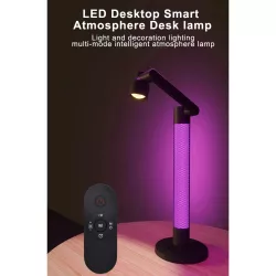 DESTINY GLB-106-0020 Επιτραπέζιο Φωτιστικό Πορτατίφ με RF Ασύρματο Χειριστήριο & Λειτουργία μέσω WiFi APP LED 10W 600lm 180° AC 220-240V IP20 Πολύχρωμο RGB Dimmable - Sanan SMD Chip - Μαύρο - Μ14 x Π14 x Υ50cm - 2 Χρόνια Εγγύηση