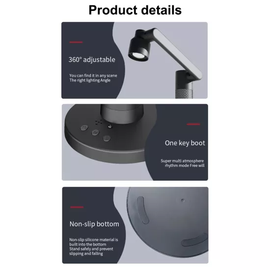 DESTINY GLB-106-0020 Επιτραπέζιο Φωτιστικό Πορτατίφ με RF Ασύρματο Χειριστήριο & Λειτουργία μέσω WiFi APP LED 10W 600lm 180° AC 220-240V IP20 Πολύχρωμο RGB Dimmable - Sanan SMD Chip - Μαύρο - Μ14 x Π14 x Υ50cm - 2 Χρόνια Εγγύηση