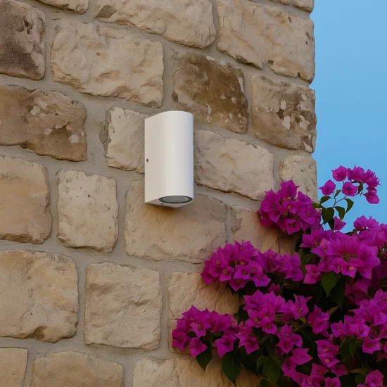 kelvo® MURANO KLV-101-0017 Φωτιστικό Τοίχου / Απλίκα για 2 Λάμπες MR16 με Ντουί GU10 AC 220-240V Αδιάβροχο IP65 - Λευκό Ματ - Μ8 x Π8 x Υ15cm