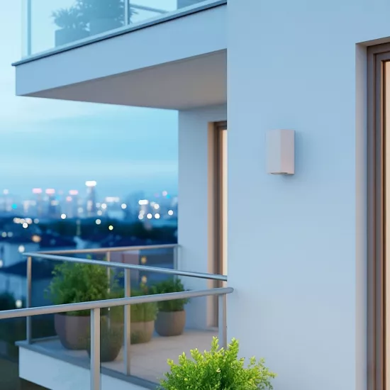 kelvo® BURANO KLV-101-0023 Φωτιστικό Τοίχου / Απλίκα για 2 Λάμπες MR16 με Ντουί GU10 AC 220-240V Αδιάβροχο IP65 - Λευκό Ματ - Μ8 x Π8 x Υ15cm