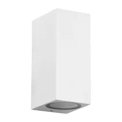 kelvo® BURANO KLV-101-0023 Φωτιστικό Τοίχου / Απλίκα για 2 Λάμπες MR16 με Ντουί GU10 AC 220-240V Αδιάβροχο IP65 - Λευκό Ματ - Μ8 x Π8 x Υ15cm