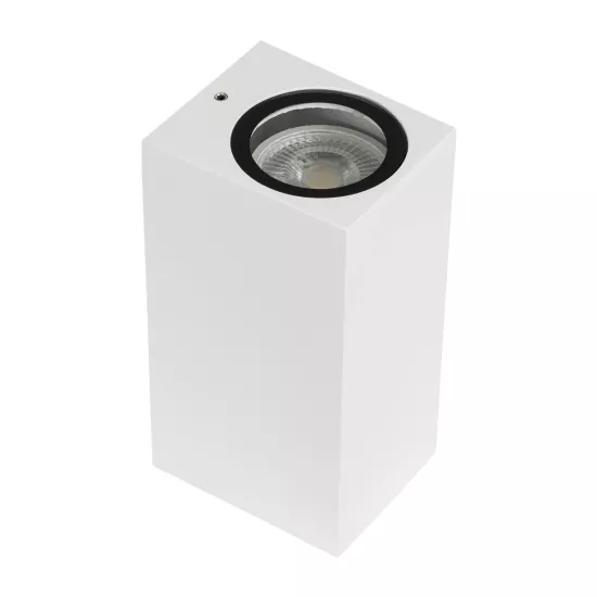 kelvo® BURANO KLV-101-0023 Φωτιστικό Τοίχου / Απλίκα για 2 Λάμπες MR16 με Ντουί GU10 AC 220-240V Αδιάβροχο IP65 - Λευκό Ματ - Μ8 x Π8 x Υ15cm