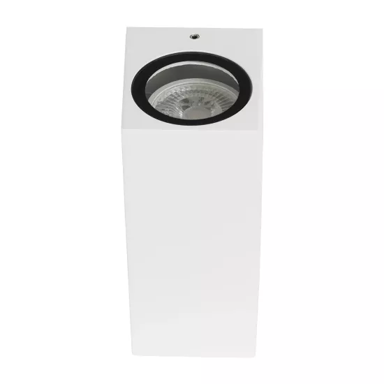 kelvo® BURANO KLV-101-0023 Φωτιστικό Τοίχου / Απλίκα για 2 Λάμπες MR16 με Ντουί GU10 AC 220-240V Αδιάβροχο IP65 - Λευκό Ματ - Μ8 x Π8 x Υ15cm