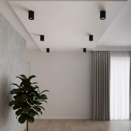 kelvo® AKIRA KLV-101-0024 Κινούμενο Φωτιστικό Downlight Σποτ για Λάμπα MR16 με Ντουί GU10 AC 220-240V IP20 - Μαύρο Ματ - Μ8 x Π8 x Υ10cm