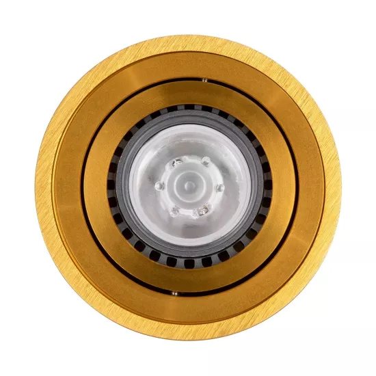 kelvo® AKIRA KLV-101-0027 Κινούμενο Φωτιστικό Downlight Σποτ για Λάμπα MR16 με Ντουί GU10 AC 220-240V IP20 - Χρυσό Βούρτσας - Μ8 x Π8 x Υ10cm