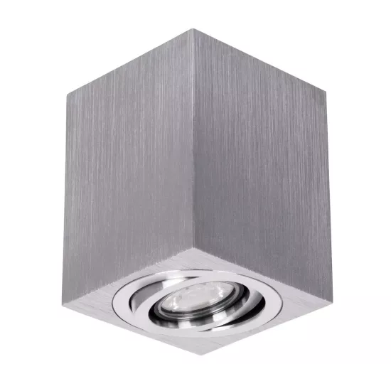 kelvo® AKIRA KLV-101-0030 Κινούμενο Φωτιστικό Downlight Σποτ για Λάμπα MR16 με Ντουί GU10 AC 220-240V IP20 - Νίκελ Βούρτσας - Μ8 x Π8 x Υ10cm