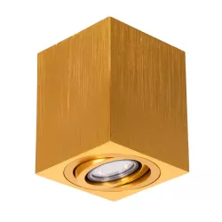 kelvo® AKIRA KLV-101-0031 Κινούμενο Φωτιστικό Downlight Σποτ για Λάμπα MR16 με Ντουί GU10 AC 220-240V IP20 - Χρυσό Βούρτσας - Μ8 x Π8 x Υ10cm