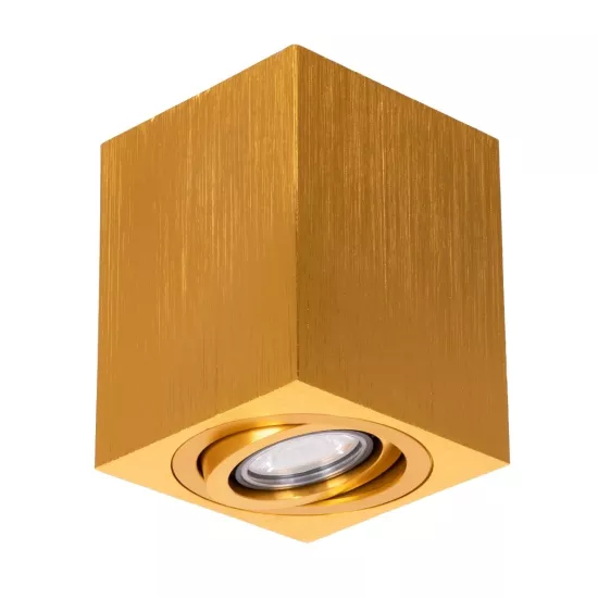 kelvo® AKIRA KLV-101-0031 Κινούμενο Φωτιστικό Downlight Σποτ για Λάμπα MR16 με Ντουί GU10 AC 220-240V IP20 - Χρυσό Βούρτσας - Μ8 x Π8 x Υ10cm