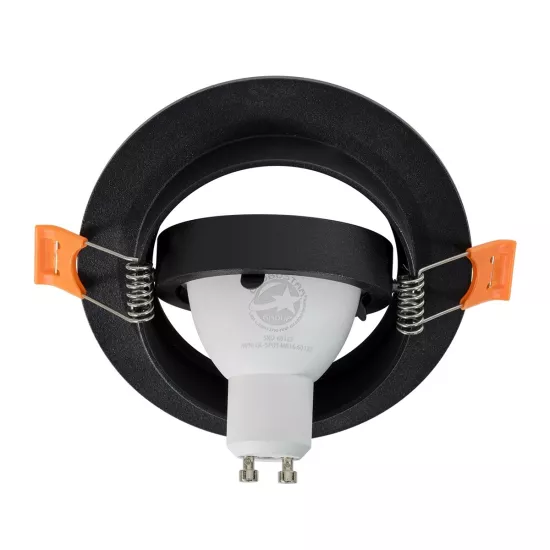 kelvo® OMEGA KLV-101-0036 Χωνευτό Κινούμενο Φωτιστικό Downlight Σποτ για Λάμπα MR16 με Ντουί GU10 AC 220-240V IP20 - Μαύρο Ματ - Μ10.5 x Π10.5 x Υ2.2cm / Q7.5cm