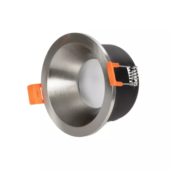 kelvo® SIGMA KLV-101-0043 Χωνευτό Φωτιστικό Downlight Σποτ Μπάνιου για Λάμπα MR16 με Ντουί GU10 AC 220-240V Αδιάβροχο IP65 - Νίκελ Βούρτσας - Μ8.5 x Π8.5 x Υ4.4cm / Q7.5cm