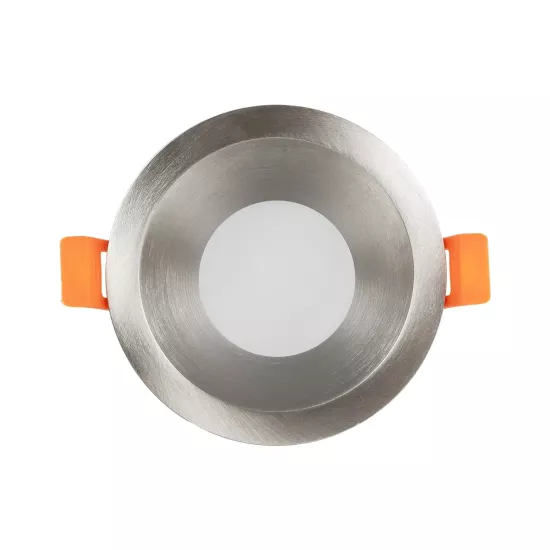 kelvo® SIGMA KLV-101-0043 Χωνευτό Φωτιστικό Downlight Σποτ Μπάνιου για Λάμπα MR16 με Ντουί GU10 AC 220-240V Αδιάβροχο IP65 - Νίκελ Βούρτσας - Μ8.5 x Π8.5 x Υ4.4cm / Q7.5cm