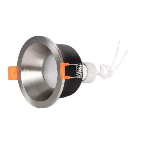 kelvo® SIGMA KLV-101-0043 Χωνευτό Φωτιστικό Downlight Σποτ Μπάνιου για Λάμπα MR16 με Ντουί GU10 AC 220-240V Αδιάβροχο IP65 - Νίκελ Βούρτσας - Μ8.5 x Π8.5 x Υ4.4cm / Q7.5cm