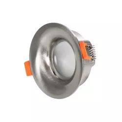 kelvo® LAMDA KLV-101-0046 Χωνευτό Φωτιστικό Downlight Σποτ Μπάνιου για Λάμπα MR16 με Ντουί GU10 AC 220-240V Αδιάβροχο IP65 - Νίκελ Βούρτσας - Μ8.5 x Π8.5 x Υ3.5cm / Q7.5cm