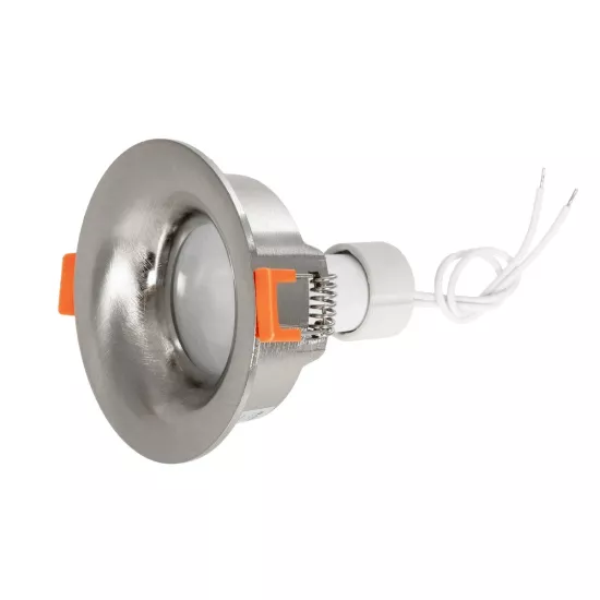 kelvo® LAMDA KLV-101-0046 Χωνευτό Φωτιστικό Downlight Σποτ Μπάνιου για Λάμπα MR16 με Ντουί GU10 AC 220-240V Αδιάβροχο IP65 - Νίκελ Βούρτσας - Μ8.5 x Π8.5 x Υ3.5cm / Q7.5cm