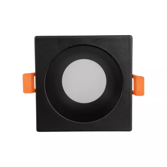 kelvo® EPSILON KLV-101-0047 Χωνευτό Φωτιστικό Downlight Σποτ Μπάνιου για Λάμπα MR16 με Ντουί GU10 AC 220-240V Αδιάβροχο IP65 - Μαύρο Ματ - Μ8.5 x Π8.5 x Υ4.4cm / Q7.5cm x 7.5cm