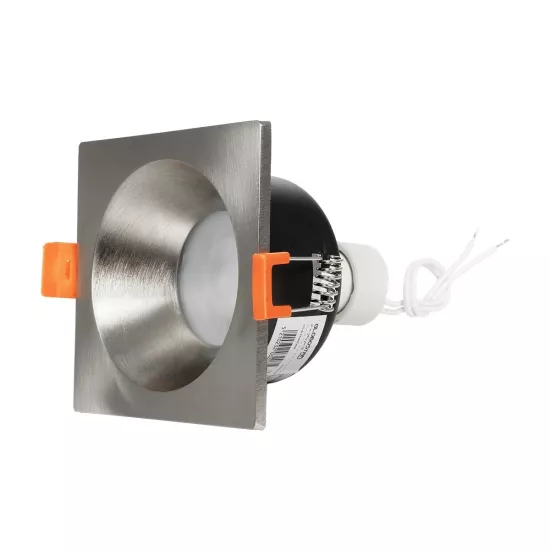 kelvo® EPSILON KLV-101-0049 Χωνευτό Φωτιστικό Downlight Σποτ Μπάνιου για Λάμπα MR16 με Ντουί GU10 AC 220-240V Αδιάβροχο IP65 - Νίκελ Βούρτσας - Μ8.5 x Π8.5 x Υ4.4cm / Q7.5cm x 7.5cm