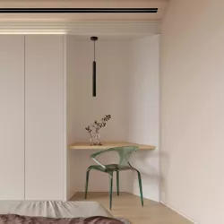 kelvo® CANAL KLV-101-0071 Κρεμαστό Φωτιστικό Οροφής LED 7W 700lm 36° AC 220-240V IP20 Θερμό Λευκό 2700K - Bridgelux COB Chip & TÜV SÜD Driver - Μαύρο Ματ - Μ4 x Π4 x Υ40cm - 5 Χρόνια Εγγύηση