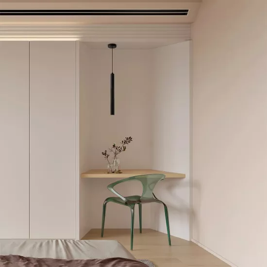 kelvo® CANAL KLV-101-0071 Κρεμαστό Φωτιστικό Οροφής LED 7W 700lm 36° AC 220-240V IP20 Θερμό Λευκό 2700K - Bridgelux COB Chip & TÜV SÜD Driver - Μαύρο Ματ - Μ4 x Π4 x Υ40cm - 5 Χρόνια Εγγύηση