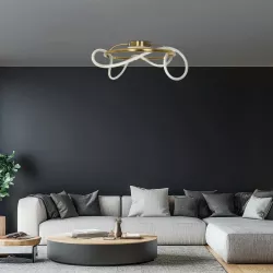 kelvo® GLOW KLV-101-0149 Φωτιστικό Οροφής LED 34W 3400lm 360° AC 220-240V IP20 Ρυθμιζόμενο Λευκό CCT με Χειριστήριο από 2700K έως 6000K Dimmable - Lumileds SMD Chip - Χρυσό Πλατίνα - Μ60 x Π60 x Υ30cm - 3 Χρόνια Εγγύηση