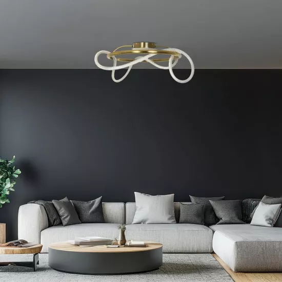 kelvo® GLOW KLV-101-0149 Φωτιστικό Οροφής LED 34W 3400lm 360° AC 220-240V IP20 Ρυθμιζόμενο Λευκό CCT με Χειριστήριο από 2700K έως 6000K Dimmable - Lumileds SMD Chip - Χρυσό Πλατίνα - Μ60 x Π60 x Υ30cm - 3 Χρόνια Εγγύηση