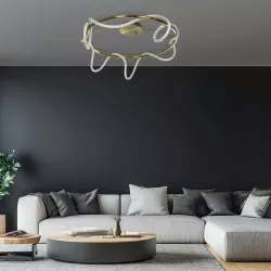 kelvo® GLOW KLV-101-0150 Φωτιστικό Οροφής LED 65W 6500lm 360° AC 220-240V IP20 Ρυθμιζόμενο Λευκό CCT με Χειριστήριο από 2700K έως 6000K Dimmable - Lumileds SMD Chip - Χρυσό Πλατίνα - Μ100 x Π100 x Υ30cm - 3 Χρόνια Εγγύηση