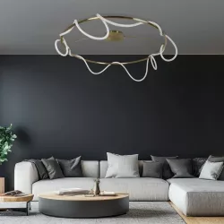 kelvo® GLOW KLV-101-0151 Φωτιστικό Οροφής LED 89W 8900lm 360° AC 220-240V IP20 Ρυθμιζόμενο Λευκό CCT με Χειριστήριο από 2700K έως 6000K Dimmable - Lumileds SMD Chip - Χρυσό Πλατίνα - Μ150 x Π150 x Υ30cm - 3 Χρόνια Εγγύηση