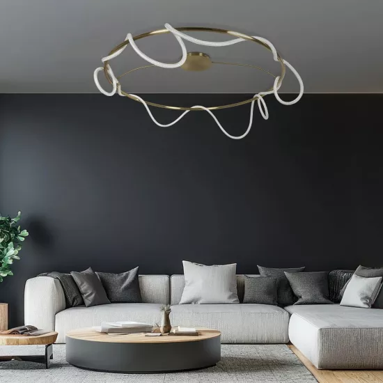 kelvo® GLOW KLV-101-0151 Φωτιστικό Οροφής LED 89W 8900lm 360° AC 220-240V IP20 Ρυθμιζόμενο Λευκό CCT με Χειριστήριο από 2700K έως 6000K Dimmable - Lumileds SMD Chip - Χρυσό Πλατίνα - Μ150 x Π150 x Υ30cm - 3 Χρόνια Εγγύηση