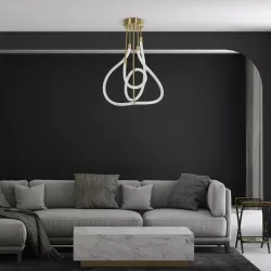 kelvo® GLOW KLV-101-0152 Φωτιστικό Οροφής LED 40W 4000lm 360° AC 220-240V IP20 Ρυθμιζόμενο Λευκό CCT με Χειριστήριο από 2700K έως 6000K Dimmable - Lumileds SMD Chip - Χρυσό Πλατίνα - Μ50 x Π50 x Υ70cm - 3 Χρόνια Εγγύηση