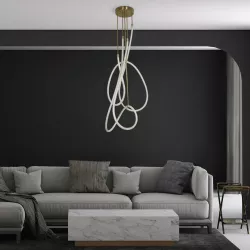 kelvo® GLOW KLV-101-0154 Φωτιστικό Οροφής LED 85W 8500lm 360° AC 220-240V IP20 Ρυθμιζόμενο Λευκό CCT με Χειριστήριο από 2700K έως 6000K Dimmable - Lumileds SMD Chip - Χρυσό Πλατίνα - Μ100 x Π100 x Υ140cm - 3 Χρόνια Εγγύηση