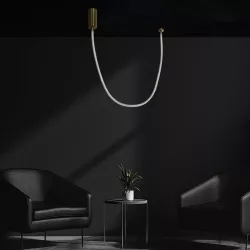 kelvo® GLOW KLV-101-0155 Κρεμαστό Φωτιστικό Οροφής LED 27W 2700lm 360° AC 220-240V IP20 Ρυθμιζόμενο Λευκό CCT με Χειριστήριο από 2700K έως 6000K Dimmable - Lumileds SMD Chip - Χρυσό Πλατίνα - Μ90 x Π9 x Υ95cm - 3 Χρόνια Εγγύηση