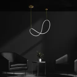 kelvo® GLOW KLV-101-0156 Κρεμαστό Φωτιστικό Οροφής LED 34W 3400lm 360° AC 220-240V IP20 Ρυθμιζόμενο Λευκό CCT με Χειριστήριο από 2700K έως 6000K Dimmable - Lumileds SMD Chip - Χρυσό Πλατίνα - Μ20 x Π35 x Υ120cm - 3 Χρόνια Εγγύηση