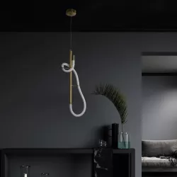 kelvo® GLOW KLV-101-0159 Κρεμαστό Φωτιστικό Οροφής LED 24W 2400lm 360° AC 220-240V IP20 Ρυθμιζόμενο Λευκό CCT με On/Off 2700K/4500K/6000K - Lumileds SMD Chip - Χρυσό Πλατίνα - Μ24 x Π10 x Υ62cm - 3 Χρόνια Εγγύηση