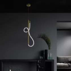 kelvo® GLOW KLV-101-0160 Κρεμαστό Φωτιστικό Οροφής LED 24W 2400lm 360° AC 220-240V IP20 Ρυθμιζόμενο Λευκό CCT με On/Off 2700K/4500K/6000K - Lumileds SMD Chip - Χρυσό Πλατίνα - Μ30 x Π17 x Υ66cm - 3 Χρόνια Εγγύηση