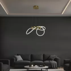 kelvo® GLOW KLV-101-0161 Κρεμαστό Φωτιστικό Οροφής LED 30W 3000lm 360° AC 220-240V IP20 Ρυθμιζόμενο Λευκό CCT με Χειριστήριο από 2700K έως 6000K Dimmable - Lumileds SMD Chip - Χρυσό Πλατίνα - Μ40 x Π40 x Υ30cm - 3 Χρόνια Εγγύηση