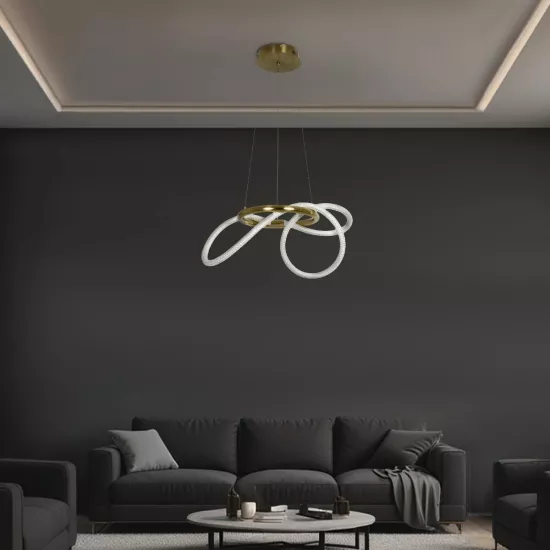 kelvo® GLOW KLV-101-0161 Κρεμαστό Φωτιστικό Οροφής LED 30W 3000lm 360° AC 220-240V IP20 Ρυθμιζόμενο Λευκό CCT με Χειριστήριο από 2700K έως 6000K Dimmable - Lumileds SMD Chip - Χρυσό Πλατίνα - Μ40 x Π40 x Υ30cm - 3 Χρόνια Εγγύηση