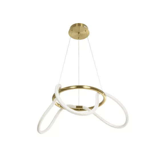 kelvo® GLOW KLV-101-0162 Κρεμαστό Φωτιστικό Οροφής LED 36W 3600lm 360° AC 220-240V IP20 Ρυθμιζόμενο Λευκό CCT με Χειριστήριο από 2700K έως 6000K Dimmable - Lumileds SMD Chip - Χρυσό Πλατίνα - Μ70 x Π70 x Υ40cm - 3 Χρόνια Εγγύηση