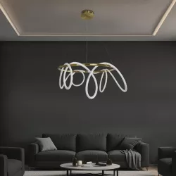 kelvo® GLOW KLV-101-0164 Κρεμαστό Φωτιστικό Οροφής LED 69W 6900lm 360° AC 220-240V IP20 Ρυθμιζόμενο Λευκό CCT με Χειριστήριο από 2700K έως 6000K Dimmable - Lumileds SMD Chip - Χρυσό Πλατίνα - Μ100 x Π100 x Υ40cm - 3 Χρόνια Εγγύηση