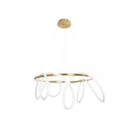 kelvo® GLOW KLV-101-0164 Κρεμαστό Φωτιστικό Οροφής LED 69W 6900lm 360° AC 220-240V IP20 Ρυθμιζόμενο Λευκό CCT με Χειριστήριο από 2700K έως 6000K Dimmable - Lumileds SMD Chip - Χρυσό Πλατίνα - Μ100 x Π100 x Υ40cm - 3 Χρόνια Εγγύηση