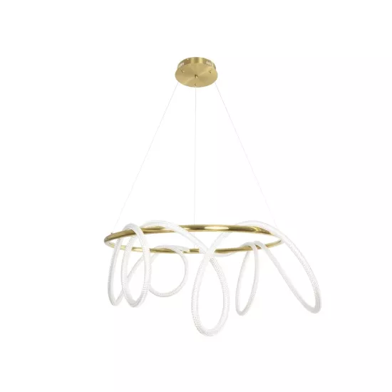 kelvo® GLOW KLV-101-0164 Κρεμαστό Φωτιστικό Οροφής LED 69W 6900lm 360° AC 220-240V IP20 Ρυθμιζόμενο Λευκό CCT με Χειριστήριο από 2700K έως 6000K Dimmable - Lumileds SMD Chip - Χρυσό Πλατίνα - Μ100 x Π100 x Υ40cm - 3 Χρόνια Εγγύηση