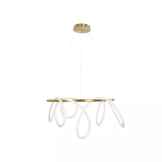 kelvo® GLOW KLV-101-0164 Κρεμαστό Φωτιστικό Οροφής LED 69W 6900lm 360° AC 220-240V IP20 Ρυθμιζόμενο Λευκό CCT με Χειριστήριο από 2700K έως 6000K Dimmable - Lumileds SMD Chip - Χρυσό Πλατίνα - Μ100 x Π100 x Υ40cm - 3 Χρόνια Εγγύηση