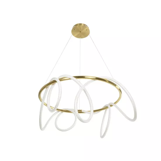 kelvo® GLOW KLV-101-0164 Κρεμαστό Φωτιστικό Οροφής LED 69W 6900lm 360° AC 220-240V IP20 Ρυθμιζόμενο Λευκό CCT με Χειριστήριο από 2700K έως 6000K Dimmable - Lumileds SMD Chip - Χρυσό Πλατίνα - Μ100 x Π100 x Υ40cm - 3 Χρόνια Εγγύηση