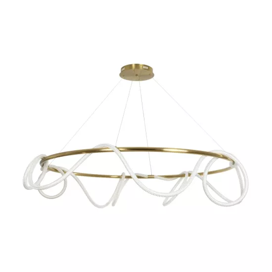 kelvo® GLOW KLV-101-0165 Κρεμαστό Φωτιστικό Οροφής LED 100W 10000lm 360° AC 220-240V IP20 Ρυθμιζόμενο Λευκό CCT με Χειριστήριο από 2700K έως 6000K Dimmable - Lumileds SMD Chip - Χρυσό Πλατίνα - Μ150 x Π150 x Υ100cm - 3 Χρόνια Εγγύηση