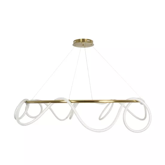 kelvo® GLOW KLV-101-0165 Κρεμαστό Φωτιστικό Οροφής LED 100W 10000lm 360° AC 220-240V IP20 Ρυθμιζόμενο Λευκό CCT με Χειριστήριο από 2700K έως 6000K Dimmable - Lumileds SMD Chip - Χρυσό Πλατίνα - Μ150 x Π150 x Υ100cm - 3 Χρόνια Εγγύηση