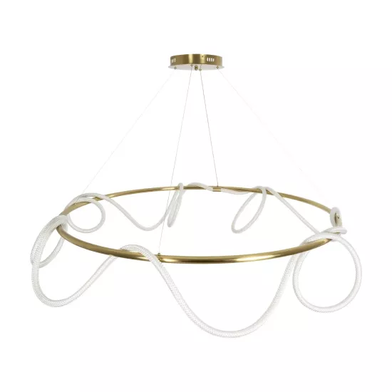 kelvo® GLOW KLV-101-0165 Κρεμαστό Φωτιστικό Οροφής LED 100W 10000lm 360° AC 220-240V IP20 Ρυθμιζόμενο Λευκό CCT με Χειριστήριο από 2700K έως 6000K Dimmable - Lumileds SMD Chip - Χρυσό Πλατίνα - Μ150 x Π150 x Υ100cm - 3 Χρόνια Εγγύηση