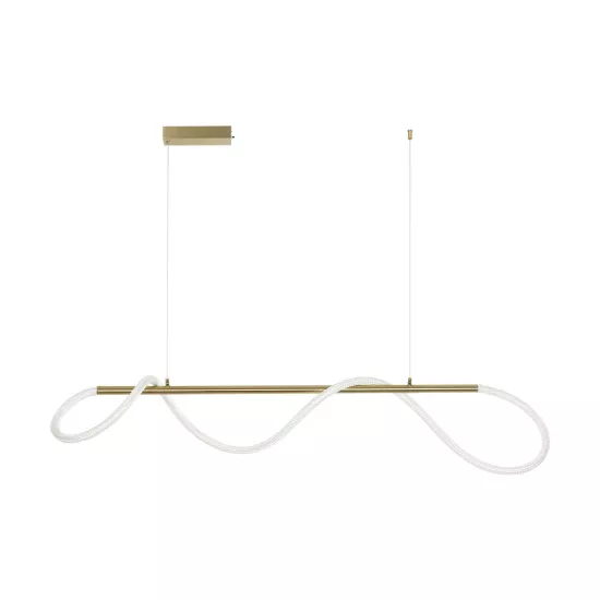 kelvo® GLOW KLV-101-0166 Κρεμαστό Φωτιστικό Οροφής LED 34W 3400lm 360° AC 220-240V IP20 Ρυθμιζόμενο Λευκό CCT με Χειριστήριο από 2700K έως 6000K Dimmable - Lumileds SMD Chip - Χρυσό Πλατίνα - Μ140 x Π40 x Υ30cm - 3 Χρόνια Εγγύηση