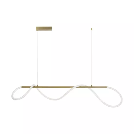 kelvo® GLOW KLV-101-0166 Κρεμαστό Φωτιστικό Οροφής LED 34W 3400lm 360° AC 220-240V IP20 Ρυθμιζόμενο Λευκό CCT με Χειριστήριο από 2700K έως 6000K Dimmable - Lumileds SMD Chip - Χρυσό Πλατίνα - Μ140 x Π40 x Υ30cm - 3 Χρόνια Εγγύηση