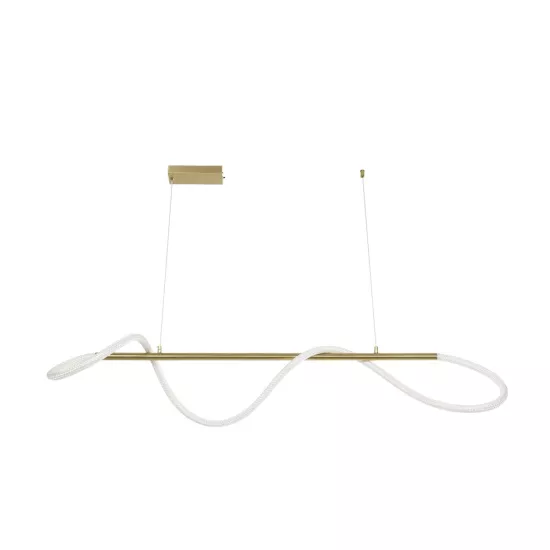 kelvo® GLOW KLV-101-0166 Κρεμαστό Φωτιστικό Οροφής LED 34W 3400lm 360° AC 220-240V IP20 Ρυθμιζόμενο Λευκό CCT με Χειριστήριο από 2700K έως 6000K Dimmable - Lumileds SMD Chip - Χρυσό Πλατίνα - Μ140 x Π40 x Υ30cm - 3 Χρόνια Εγγύηση