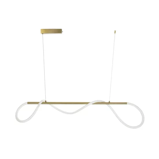 kelvo® GLOW KLV-101-0166 Κρεμαστό Φωτιστικό Οροφής LED 34W 3400lm 360° AC 220-240V IP20 Ρυθμιζόμενο Λευκό CCT με Χειριστήριο από 2700K έως 6000K Dimmable - Lumileds SMD Chip - Χρυσό Πλατίνα - Μ140 x Π40 x Υ30cm - 3 Χρόνια Εγγύηση