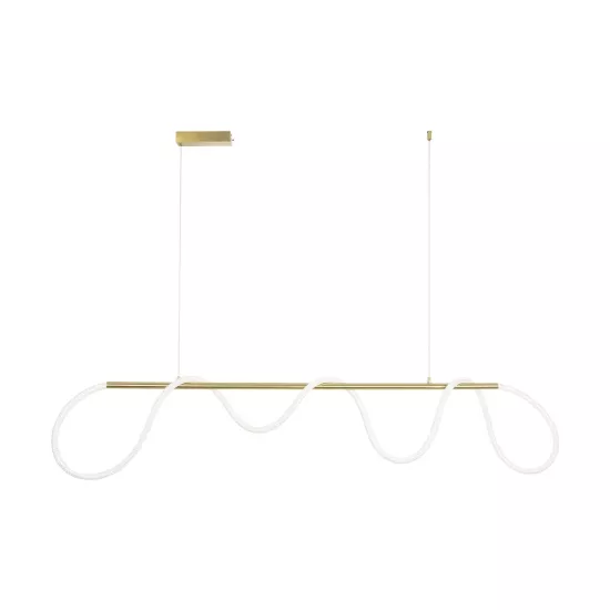 kelvo® GLOW KLV-101-0167 Κρεμαστό Φωτιστικό Οροφής LED 45W 4500lm 360° AC 220-240V IP20 Ρυθμιζόμενο Λευκό CCT με Χειριστήριο από 2700K έως 6000K Dimmable - Lumileds SMD Chip - Χρυσό Πλατίνα - Μ180 x Π30 x Υ40cm - 3 Χρόνια Εγγύηση